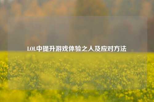 LOL中提升游戏体验之人及应对方法