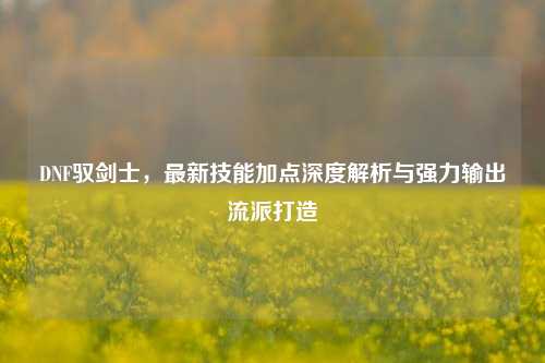 DNF驭剑士,最新技能加点深度解析与强力输出流派打造