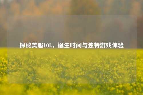 探秘美服LOL，诞生时间与独特游戏体验