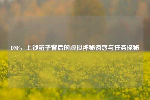DNF,上锁箱子背后的虚拟神秘诱惑与任务探秘