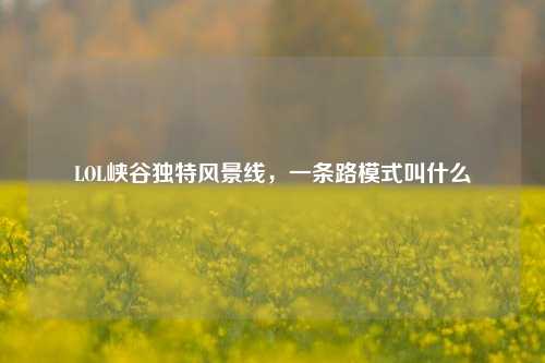 LOL峡谷独特风景线,一条路模式叫什么