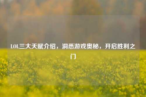 LOL三大天赋介绍，洞悉游戏奥秘，开启胜利之门