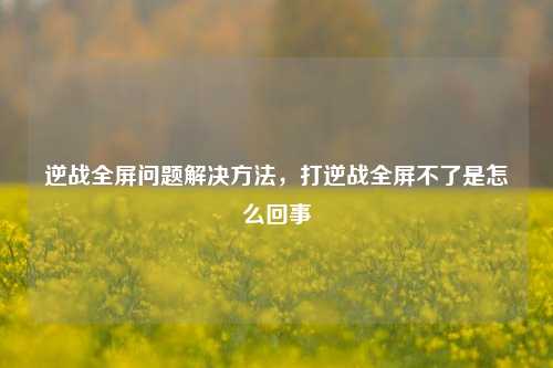 逆战全屏问题解决方法,打逆战全屏不了是怎么回事