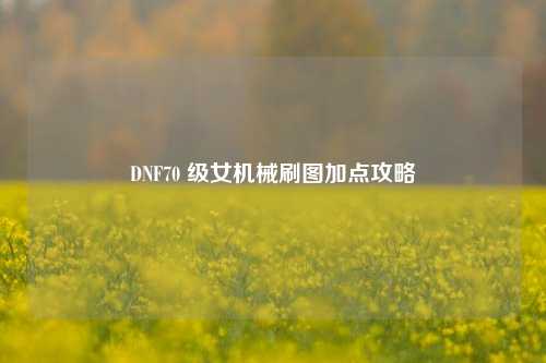 DNF70 级女机械刷图加点攻略