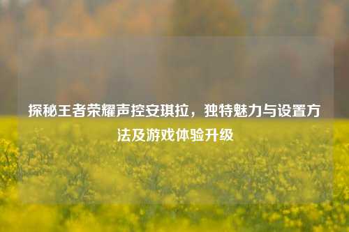 探秘王者荣耀声控安琪拉,独特魅力与设置方法及游戏体验升级