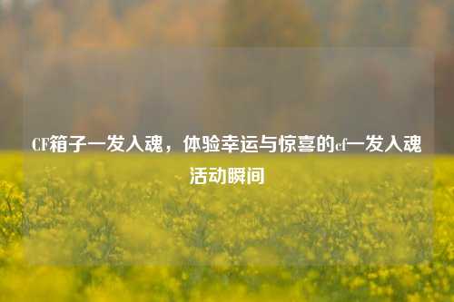 CF箱子一发入魂,体验幸运与惊喜的cf一发入魂活动瞬间
