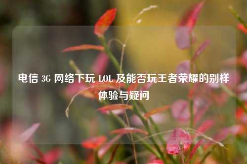 电信 3G 网络下玩 LOL 及能否玩王者荣耀的别样体验与疑问