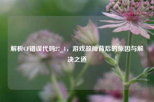 解析CF错误代码27_1,游戏故障背后的原因与解决之道