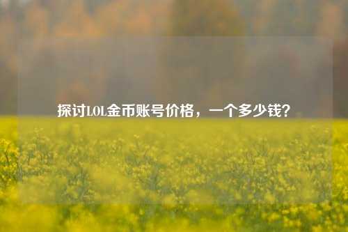 探讨LOL金币账号价格，一个多少钱？