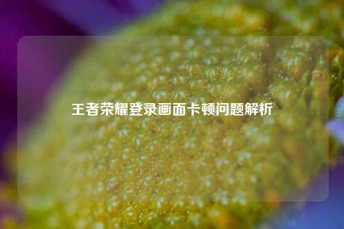 王者荣耀登录画面卡顿问题解析