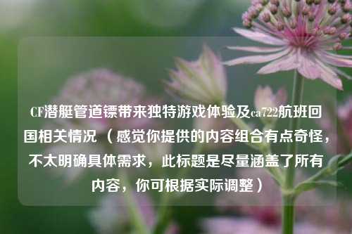 CF潜艇管道镖带来独特游戏体验及ca722航班回国相关情况 (感觉你提供的内容组合有点奇怪,不太明确具体需求,此标题是尽量涵盖了所有内容,你可根据实际调整)