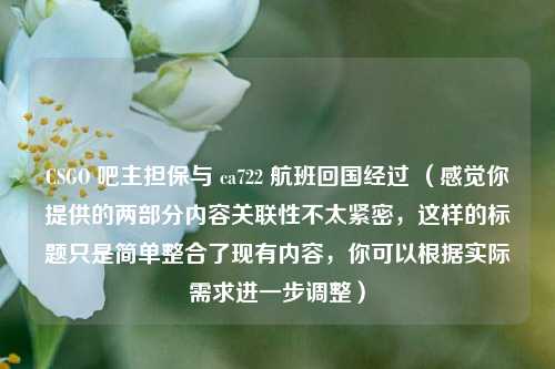 CSGO 吧主担保与 ca722 航班回国经过 (感觉你提供的两部分内容关联性不太紧密,这样的标题只是简单整合了现有内容,你可以根据实际需求进一步调整)