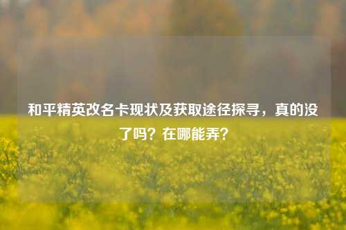 和平精英改名卡现状及获取途径探寻，真的没了吗？在哪能弄？