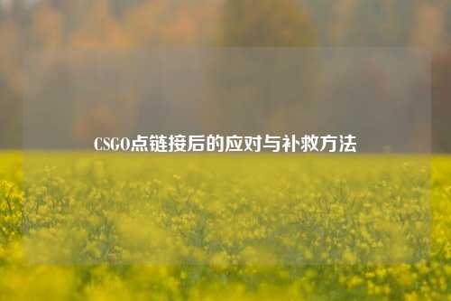CSGO点链接后的应对与补救方法