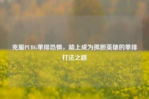 克服PUBG单排恐惧，踏上成为孤胆英雄的单排打法之路