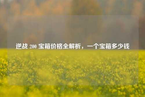 逆战 200 宝箱价格全解析，一个宝箱多少钱