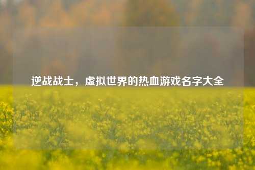 逆战战士,虚拟世界的热血游戏名字大全