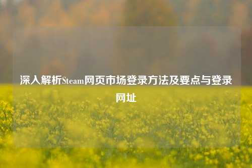 深入解析Steam网页市场登录方法及要点与登录网址