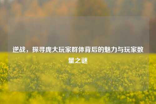 逆战,探寻庞大玩家群体背后的魅力与玩家数量之谜