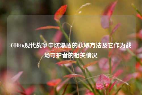 COD16现代战争中防爆盾的获取方法及它作为战场守护者的相关情况