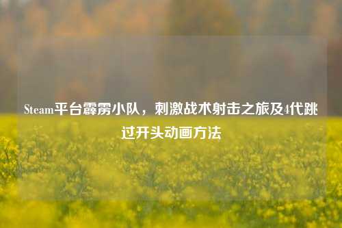 Steam平台霹雳小队,刺激战术射击之旅及4代跳过开头动画方法