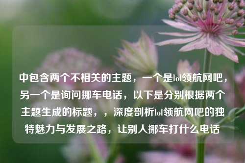中包含两个不相关的主题，一个是lol领航网吧，另一个是询问挪车电话，以下是分别根据两个主题生成的标题，，深度剖析lol领航网吧的独特魅力与发展之路，让别人挪车打什么电话