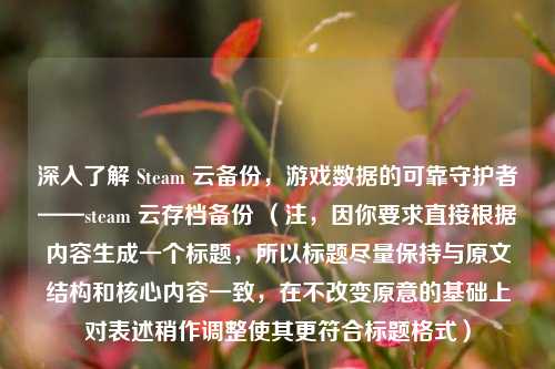 深入了解 Steam 云备份，游戏数据的可靠守护者——steam 云存档备份 （注，因你要求直接根据内容生成一个标题，所以标题尽量保持与原文结构和核心内容一致，在不改变原意的基础上对表述稍作调整使其更符合标题格式）