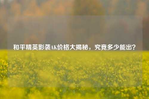 和平精英影袭AK价格大揭秘,究竟多少能出?