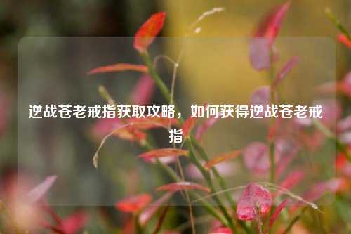 逆战苍老戒指获取攻略，如何获得逆战苍老戒指