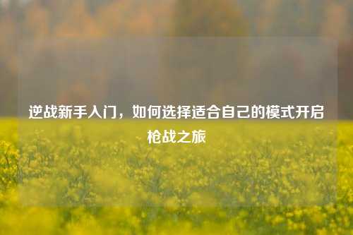 逆战新手入门，如何选择适合自己的模式开启枪战之旅