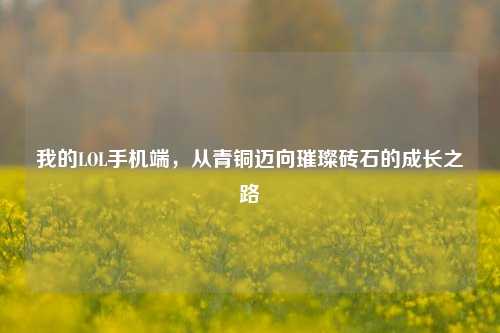 我的LOL手机端,从青铜迈向璀璨砖石的成长之路