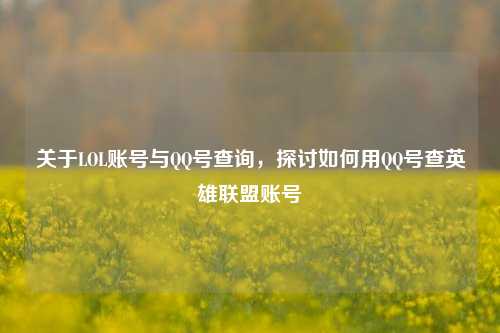 关于LOL账号与QQ号查询，探讨如何用QQ号查英雄联盟账号