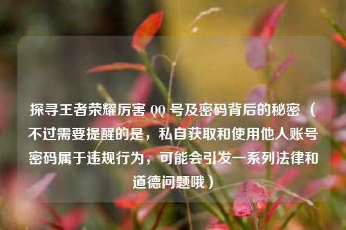 探寻王者荣耀厉害 QQ 号及密码背后的秘密 (不过需要提醒的是,私自获取和使用他人账号密码属于违规行为,可能会引发一系列法律和道德问题哦)