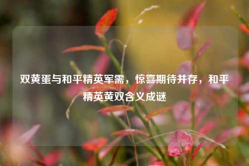 双黄蛋与和平精英军需,惊喜期待并存,和平精英黄双含义成谜