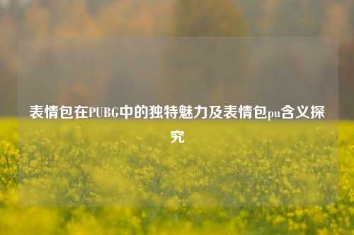 表情包在PUBG中的独特魅力及表情包pu含义探究