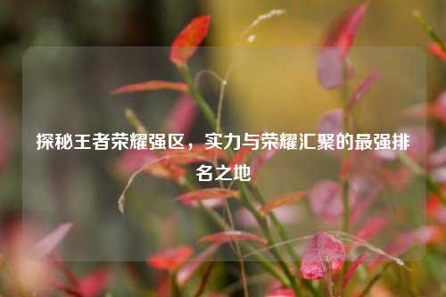 探秘王者荣耀强区，实力与荣耀汇聚的最强排名之地