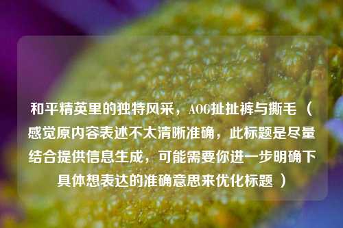 和平精英里的独特风采,AOG扯扯裤与撕毛 (感觉原内容表述不太清晰准确,此标题是尽量结合提供信息生成,可能需要你进一步明确下具体想表达的准确意思来优化标题 )
