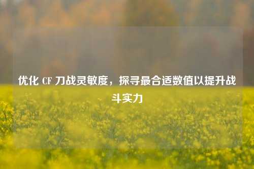 优化 CF 刀战灵敏度,探寻最合适数值以提升战斗实力