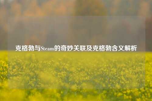 克格勃与Steam的奇妙关联及克格勃含义解析