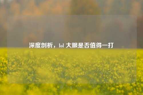 深度剖析,lol 大眼是否值得一打