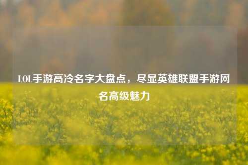 LOL手游高冷名字大盘点,尽显英雄联盟手游网名高级魅力