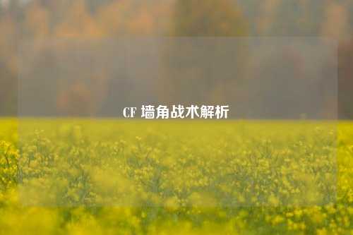 CF 墙角战术解析