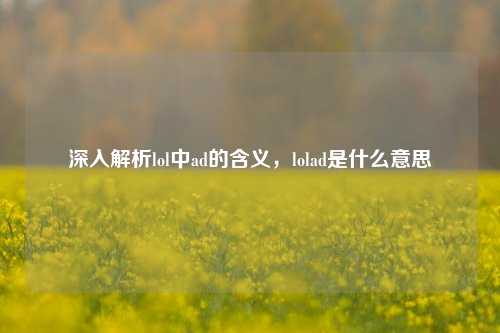 深入解析lol中ad的含义,lolad是什么意思