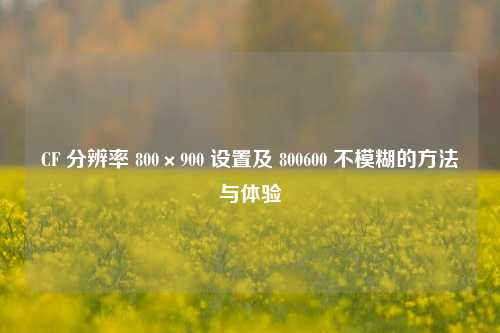 CF 分辨率 800×900 设置及 800600 不模糊的方法与体验
