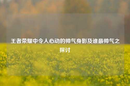 王者荣耀中令人心动的帅气身影及谁最帅气之探讨