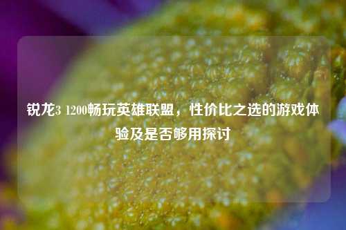 锐龙3 1200畅玩英雄联盟，性价比之选的游戏体验及是否够用探讨