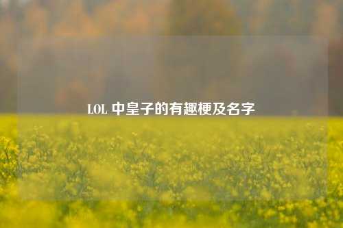 LOL 中皇子的有趣梗及名字