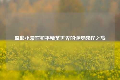 流浪小豪在和平精英世界的逐梦教程之旅