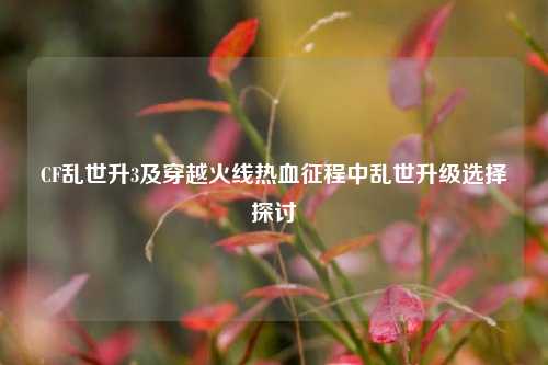 CF乱世升3及穿越火线热血征程中乱世升级选择探讨