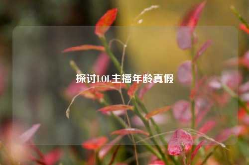 探讨LOL主播年龄真假